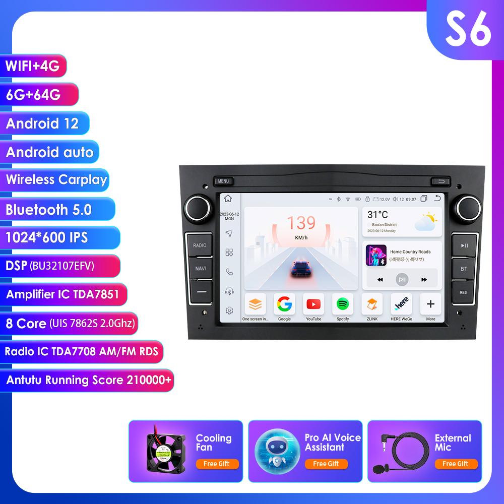 OSSURET Intelligent 8G 128G Android 12 Car Radio For Opel Astra H J 2004 Vectra Vauxhall Antara Zafira Corsa C D Vivaro Meriva 4G Carplay GPS Player
