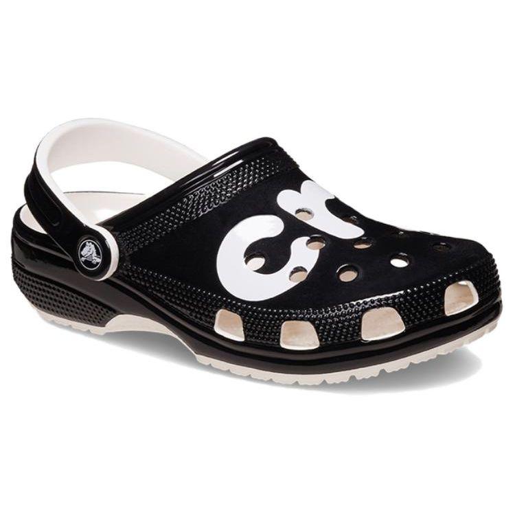 Crocs Классические кроксы с логотипом, высокий блеск, черные, унисекс, 210804-001