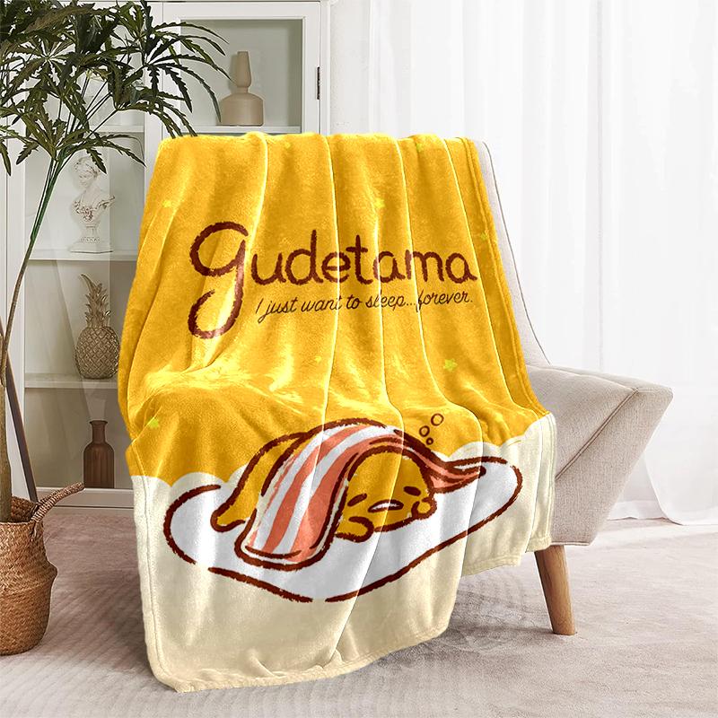 1pc Blanket Sanrio Gudetama1 Print Design, Lightweight Blanket for Sofa, Bed- Soft &Warm, Gift for All Seasons like Christmas, Halloween