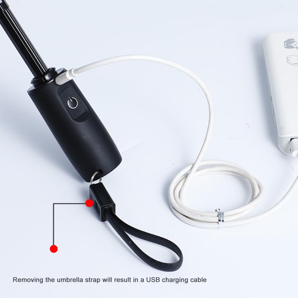 Umbrella with Fan USB Rechargeable UV Protection Umbrella Multi-Function Long Handle Umbrella for Daily Rain Protection
