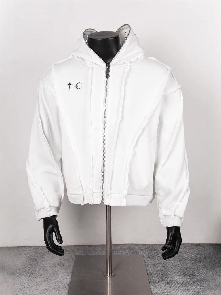 Тяжелый стираный кардиган с капюшоном Thug Club с пэчворк-дизайном батик - Модный унисекс топ