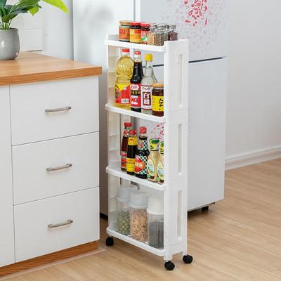3 ярусная 40x13.8x65cm или 4 ярусная 40x13.8x93cm пластиковая стойка на колесиках для ванной или кухни
