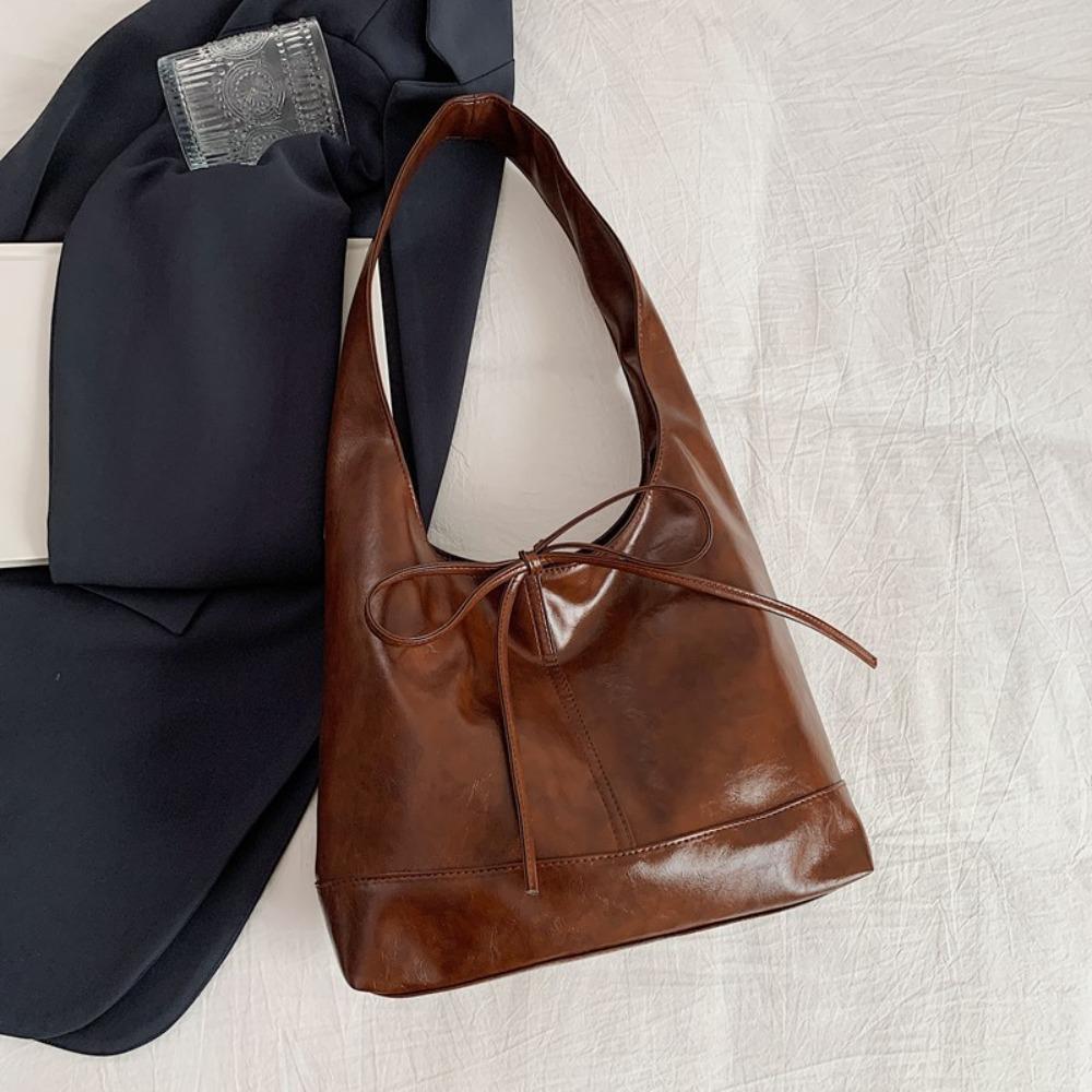 New Deisgn Y2k Shoulder Bag Large Capacity Leather Tote Bag Fashion Bow Underarm Bags  Handbag