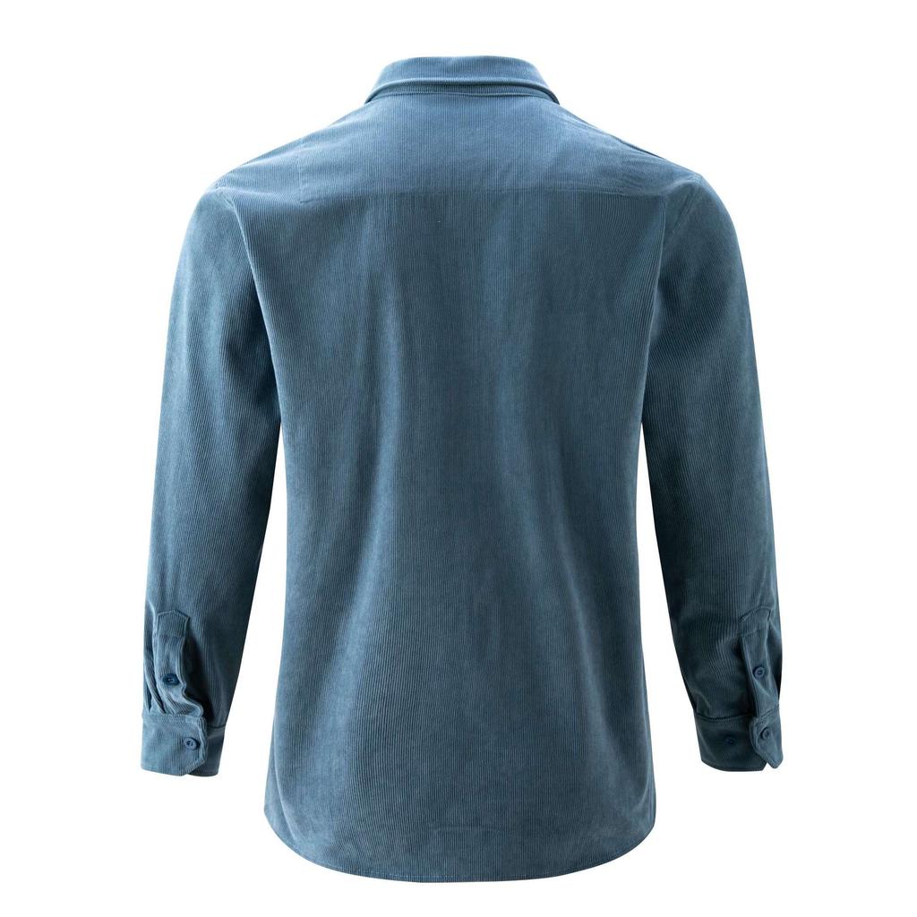 Men's Autumn and Winter Cotton Basic Corduroy Business Slim Fitting Casual Shirt Long Sleeved Jacket