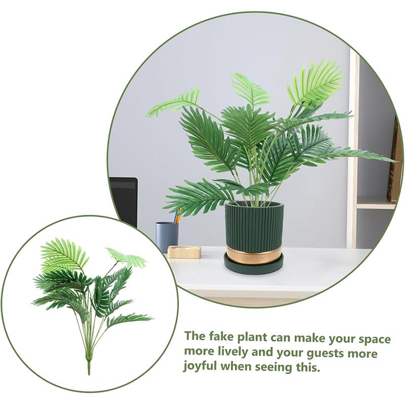60СМ Искусственная пальма Тропическое искусственное растение Зеленые пластиковые ветви пальмовых листьев Подходит для домашнего сада Декор Реквизит для фото