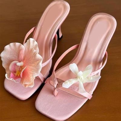 Модные женские сандалии с цветами, брендовые, роскошные, новые летние, с перемычкой, крутые, для путешествий, пляжные шлепанцы, удобные, комфортные, изысканные туфли на высоком каблуке