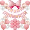 Lausatek Happy Birthday Balloon Set with and Flower Perfect for Birthday and Cute Pink Garland, Bow, Decorations, Surprises, Anniversaries,