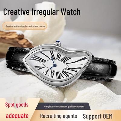 Подержанные Кварцевые Часы Y2K Мужские Модные с Плавящимся Искаженным Дизайном