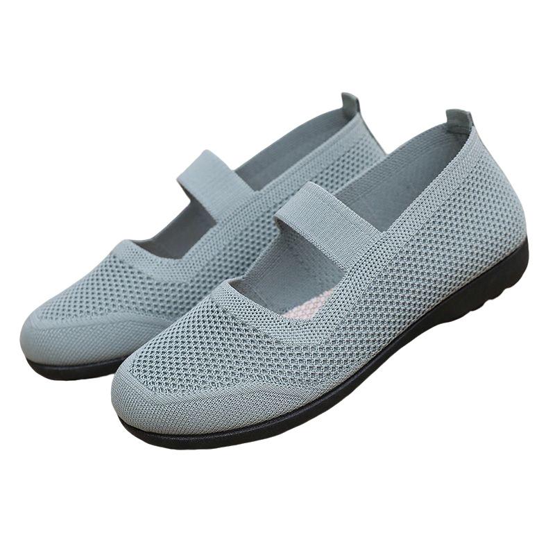 Летние туфли из ткани «Старый Пекин», женские сетчатые полые, с неглубоким горлом, дышащие, с одной педалью, мягкая подошва, нескользящая, для мам среднего и пожилого возраста, одиночные туфли
