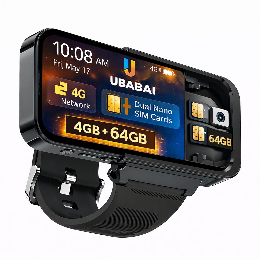 4G Смарт-часы Телефон UBABAI Android 12 4G Две SIM-карты 8 ГБ+256 ГБ WIFI GPS