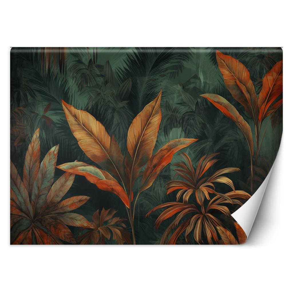 Wallpaper Tropical Orange Leaves