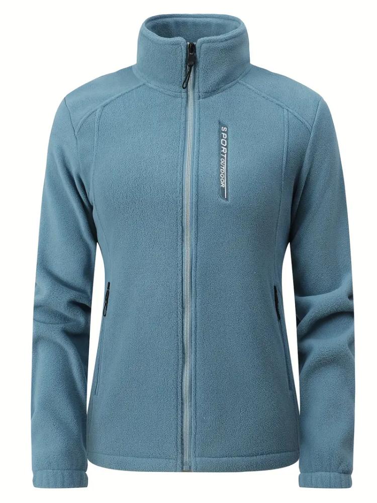 Women's Cozy Fleece-Lined Sports Jacket - Warm, Casual Zip-Up with Stand Collar for Fall/Winter