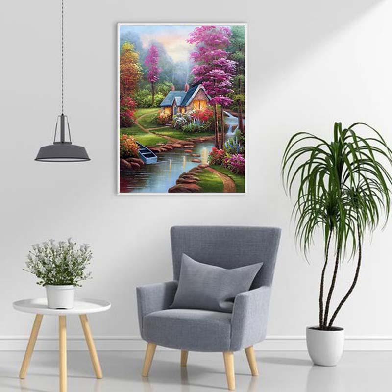 DIY Landscape 5D Diamond Painting Full Round Drill Scenic Diamond Embroidery Cross Stitch Kits Resin Wall Art Home Decor Gift