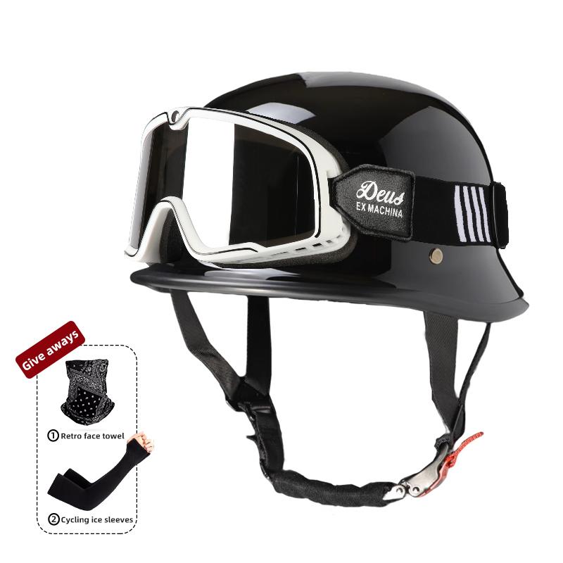 Мотоциклетный шлем для мужчин летом, ретро полушлем Harley для электромобиля, солдатский принц в немецком стиле, круизный автомобиль, на четыре сезона