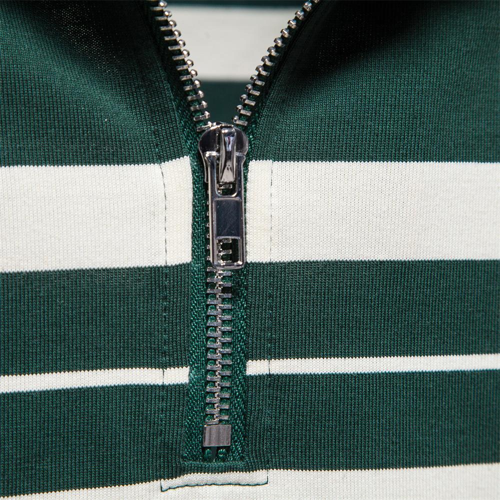 S1120563 Рубашка в полоску с длинными рукавами. Мужская рубашка-поло с вышивкой. Пуловер.