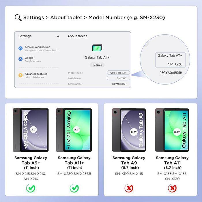 Coque pour Samsung Galaxy Tab A9 Plus / A11 Plus - Protection avec Support Rotatif - Bleu