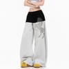 Unisex Wide-Leg Relaxed Fit Casual Pants With Horse Stud Detail Cotton Blend Loose Trousers Teens Adults