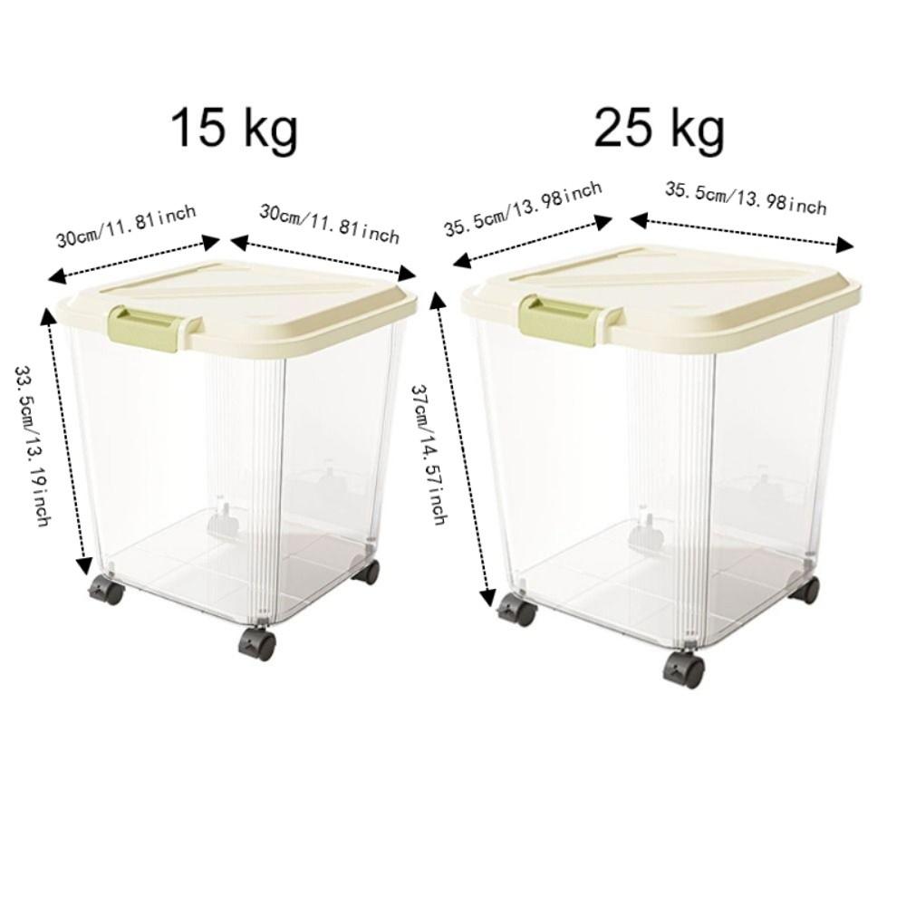 Insect Proof Pet Food Container with Wheel Rice Dispenser Durable Pet Food Storage Jar Flour