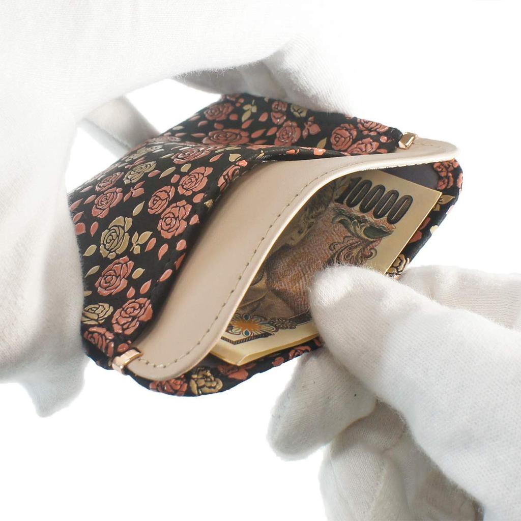 Indenya Inden Wallet Coin Purse Deerskin Kaguwa Rose Petite Black X White Pink Lacquer 8411