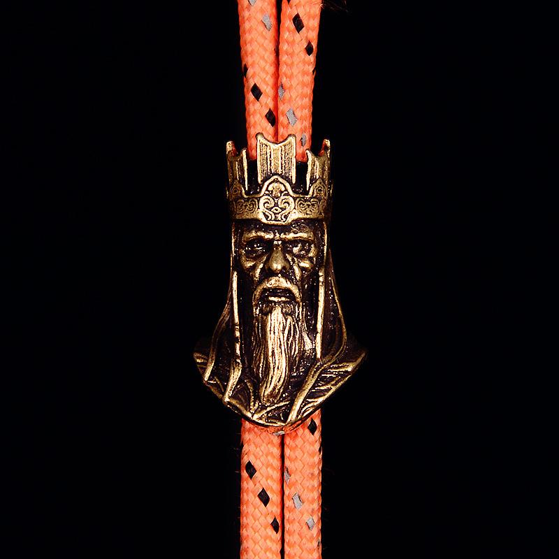 Корона Череп Король Скелет Голова Мужчины Скульптура Латунь Бусины для Ножа EDC На Открытом Воздухе DIY Плетеный Темляк Брелок Подвеска Аксессуар