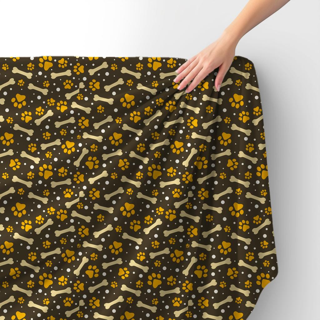 Royal Samt Stoff Polyester Zum Nähen - Motiv Knochen Pfoten
