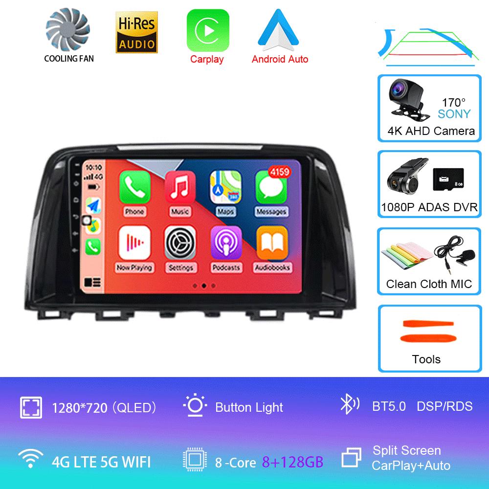 Автомагнитола Для Mazda 6 GJ Atenza 2012 2013 2014 2015 2016 2017 Android 14 Carplay Auto Автомобильный мультимедийный видеоплеер GPS Навигация