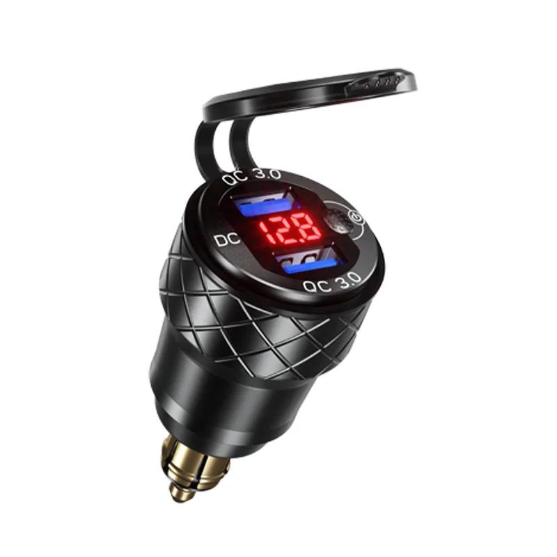 Алюминиевый сплав двойной автомобильный USB-разъем для зарядки QC3.0 светодиодный цифровой дисплей адаптер для BMW K1600B F800 GS R1200 RT для DIN Hella Plug
