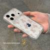 Transparent Cartoon Bear Phone Case with Integrated Button for Apple 14/15/16/17