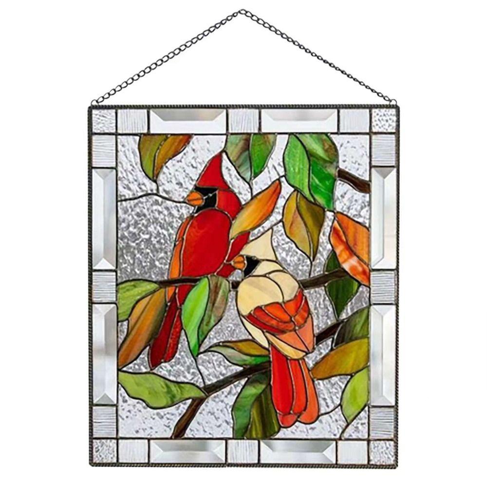 Cute Acrylic Stained Window Panel Flat with Chain Stained Window Pendant Handmade Craft Stained Suncatcher Home Decoration