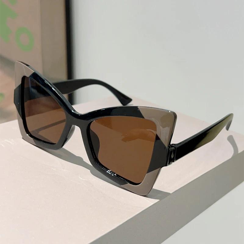 Солнцезащитные очки в форме бабочки Женские Стильные Большие Градиентные Декорированные Солнцезащитные очки Модный Дизайн Бренда Отпуск Повседневные Очки