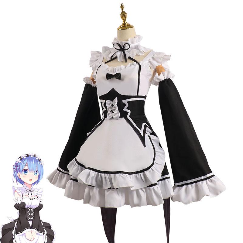 Косплей-наряд горничной в стиле аниме Re:Zero - Рем и Рам