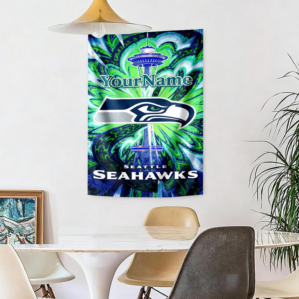 Seattle Seahawks Custom Your Name Wall Decor Tapestry Art For Pet Memorial Birthdaywedding Party Backdrop Family Gift