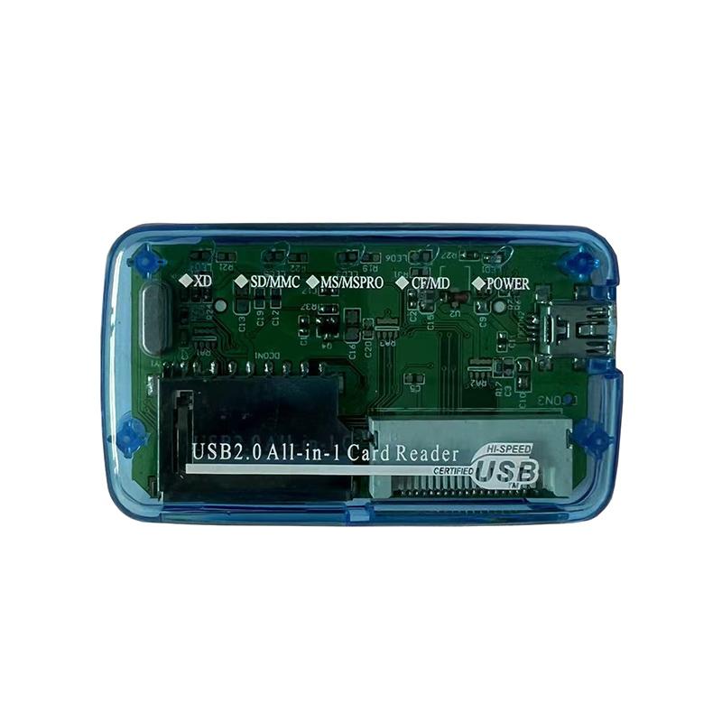 Transparent USB 2.0 Card Reader Dongle CF MS TF M2 XD SD Memory Card Writer 480Mbps View Data Transfer Adapter Plug Play