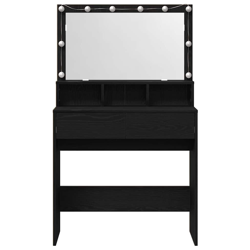 Makeup Table with Shelf Black Oak Effect 80 x 41 x 134.5 cm