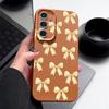 Мягкий противоударный чехол с принтом банта для Samsung S25 S24 FE S23 Ultra S22 A36 A56 A55 A16 A26 A35 из кожи с текстурой ТПУ, тонкий матовый чехол-бампер