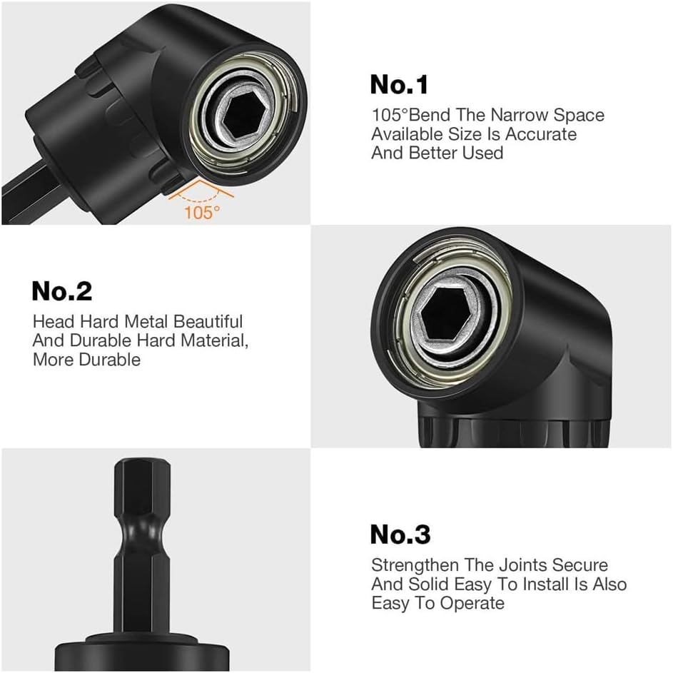 14PC screwdriver flexible shaft set right angle drill bit accessory 105 degree batch corner