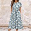 Women's Summer  Casual Floral Print  Round Neck Midi Dress Basic Classic Outdoor Everyday Short Sleeve Loose Dress