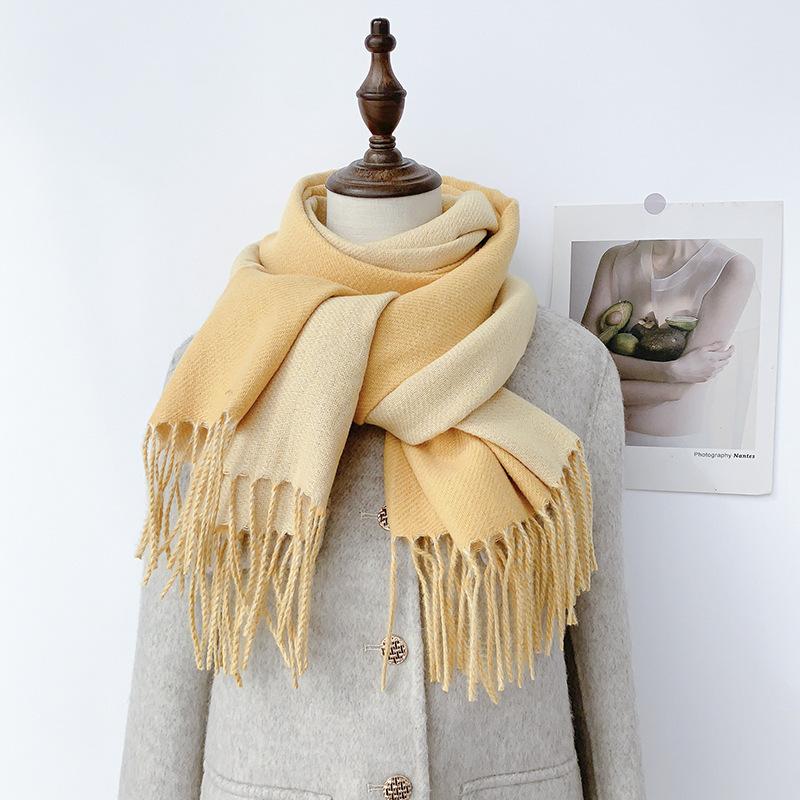 35 цветов 2024 осень и зима новый двухсторонний однотонный искусственный кашемировый кисточный платок утолщенный теплый шарф для мужчин и женщин
