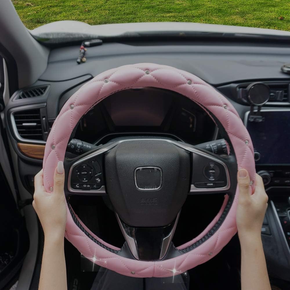 Кристальный бриллиант кожаная оплетка на руль со стразами, универсальная, для рулевого колеса автомобиля