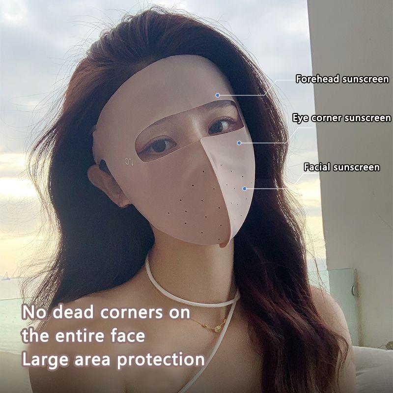 Sunscreen Mask Traceless Women Detachable Facekini Ice Silk Anti-Ultraviolet Summer Breathable Thin Cover Whole Face