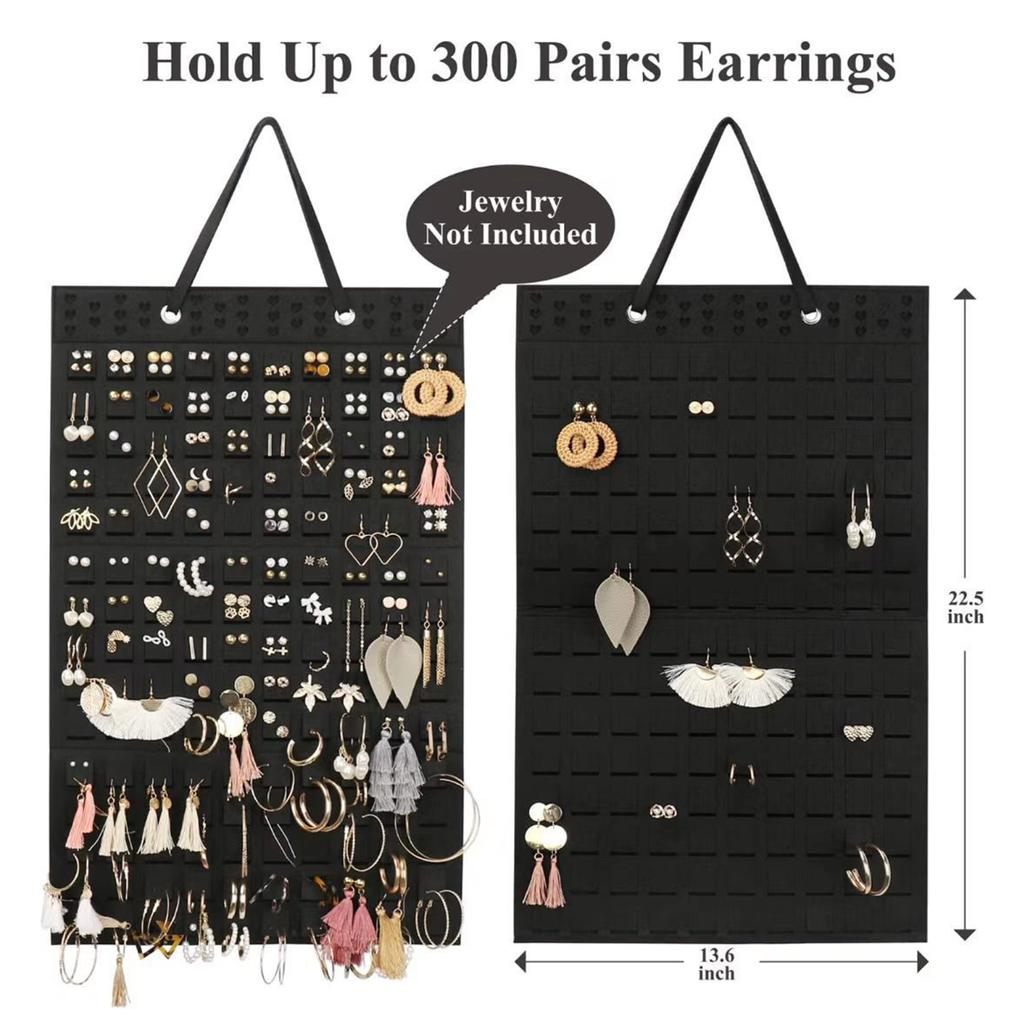 Felt Jewelry Hanging Organizer Wall Mounted Earring Necklace Ring Storage Bag for Home Decoration