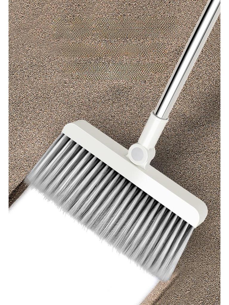 Folding Broom & Dustpan Set with Comb Teeth - Soft Bristle, Rotating Sweeper