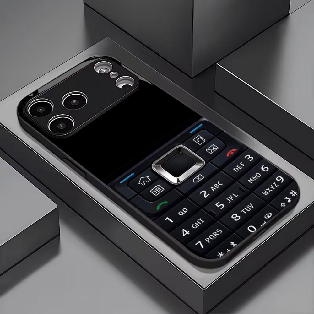 Ретро мобильный телефон Хит продаж Защитный новый Изысканный чехол для телефона Стеклянный чехол для телефона для iPhone 17 16 15 14 13pm Pro Plus Ударопрочный