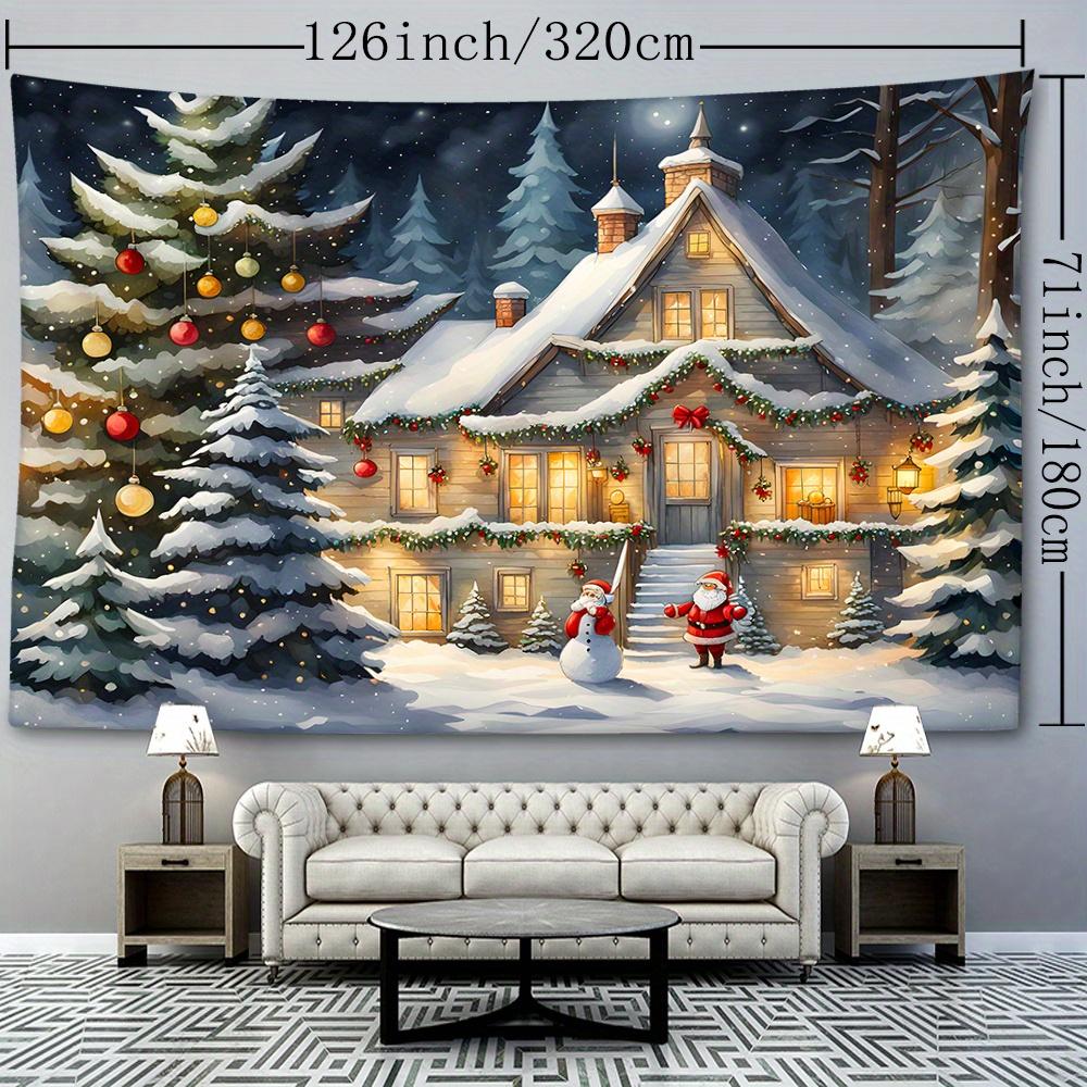 1pc Christmas Tree Festive Tapestry, 49.61x125.98inch, Polyester Woven Wall Hanging, Soft and Flat Fabric, No Power Required, Bedroom & Living Room De