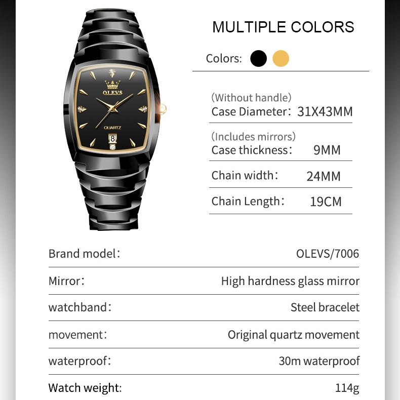 OLEVS Брендовые керамические кварцевые часы, новые водонепроницаемые мужские часы для деловых пар, мужские часы