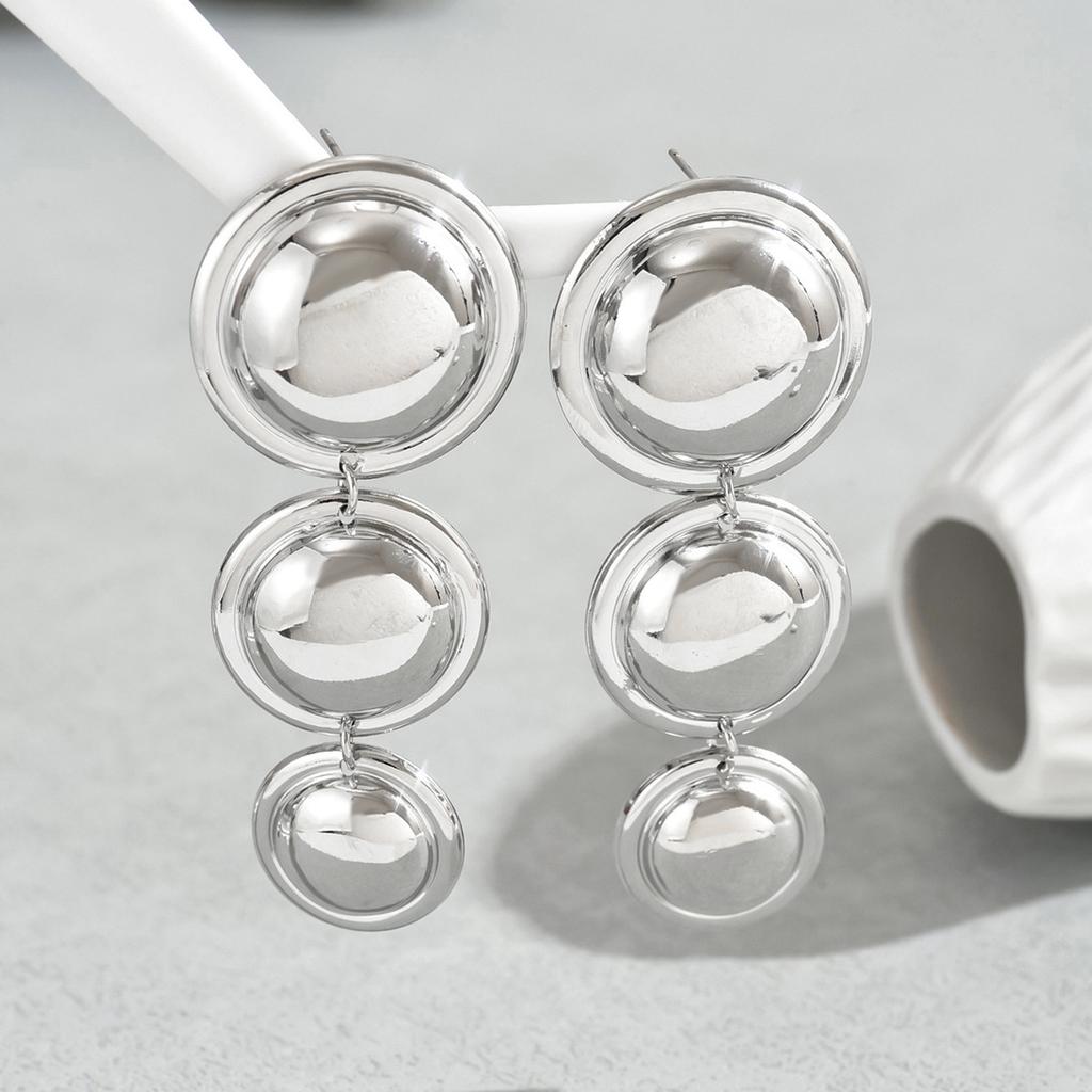 Geometric Fashion OL American Earrings for Women Circle Double Layer Design Versatile