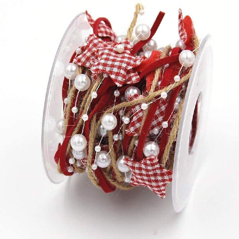 5M Рождественская лента Декоративная елка Звезда Креативная цепочка из бисера Лента Рождественская елка DIY Рождественское украшение для дома 2024 Новый год