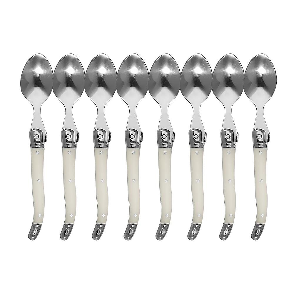 4/6/8pcs Stainless Steel Laguiole Cutlery Set Steak Knife Fork Spoon Set White Handle Restaurant Bar Kitchen Tableware