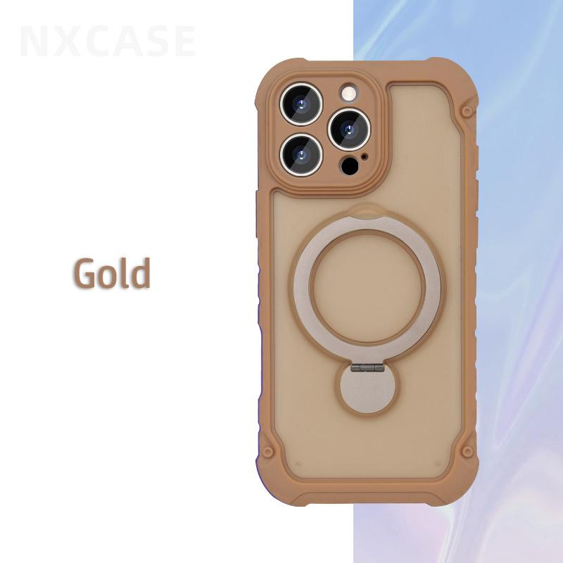 Для iPhone 11 12 13 14 15 16 Pro Max Plus Чехол Magsafe Подушка безопасности Военная защита Вращение на 360° Металлическая подставка Мягкое покрытие