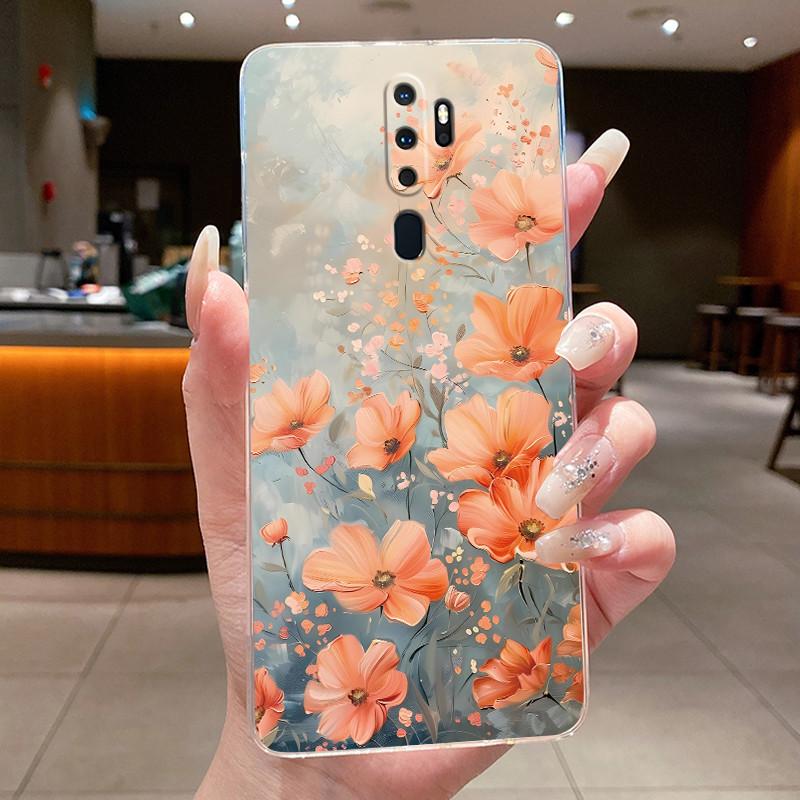 Для OPPO A9 (2020) / А5 (2020) Чехол Роскошная Мода Бабочки Цветы Прозрачный Мягкий Силиконовый Задний Чехол для Телефона Oppo A9 A5 2020
